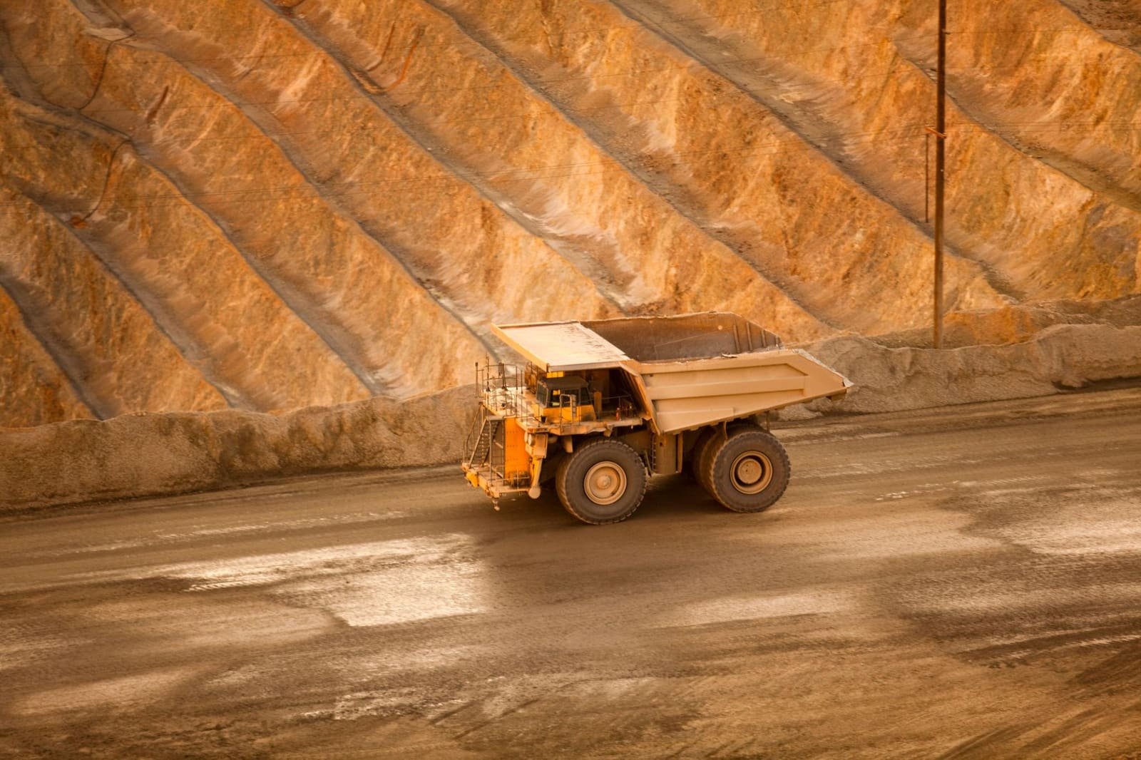 Haul truck working an open-pit iron ore mine